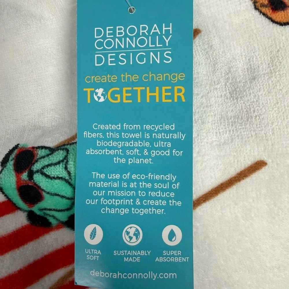 NEW Deborah Connolly Beach Towel DOGS ON CHAIRS 36 x 68 Eco Friendly Dog Print